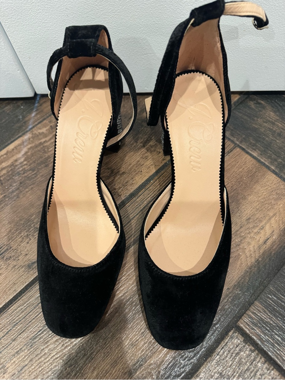 J. Crew Black Suede Ankle-Strap Block Heels